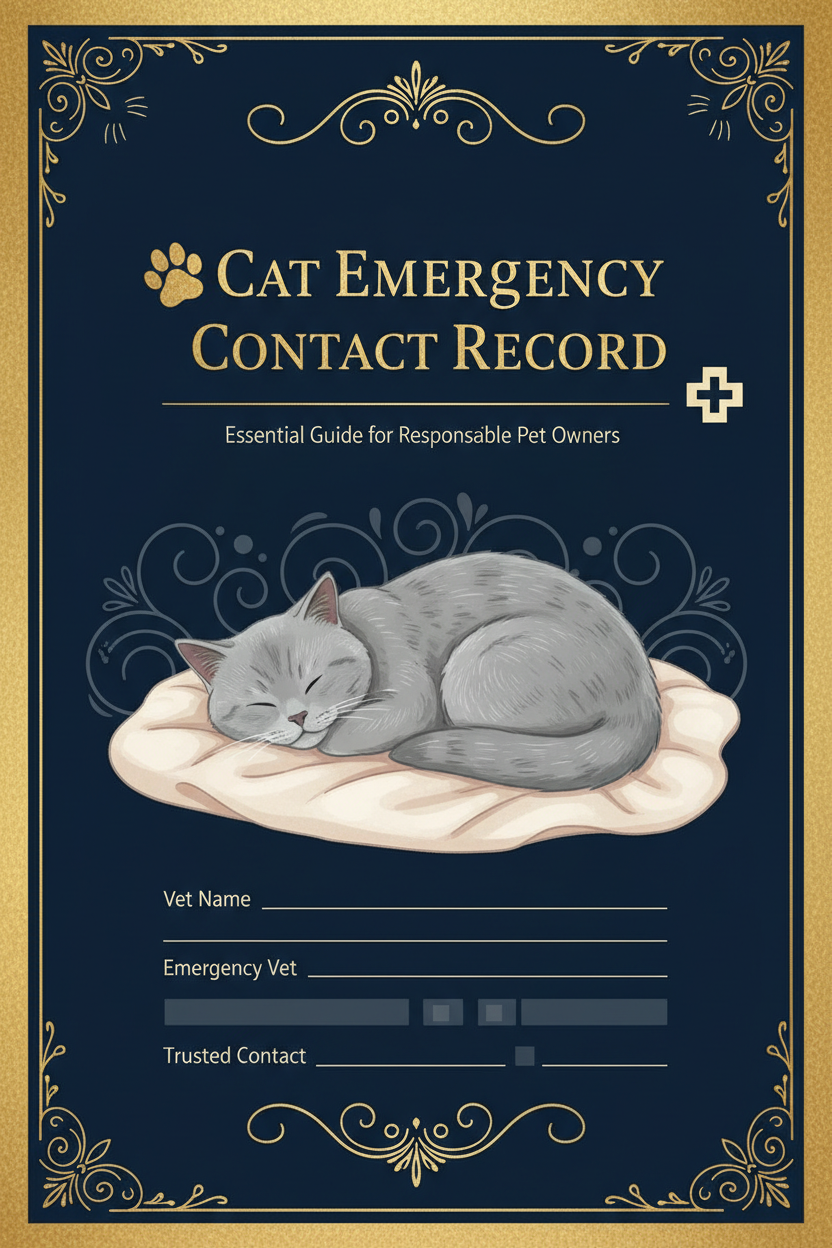 Cat Emergency Information Sheet | Printable Vet, Medical & Emergency Contact Tracker